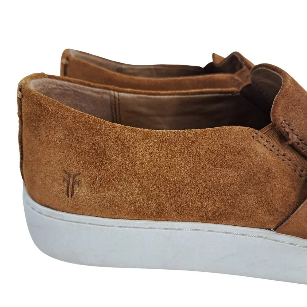 Frye Lena Harness Slip On Suede Loafers Low Top Sneakers Size 6.5 Brown Leather